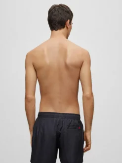 Sale HUGO Black Logo Label Lined Swim Shorts