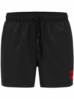 Sale HUGO Black Logo Label Lined Swim Shorts