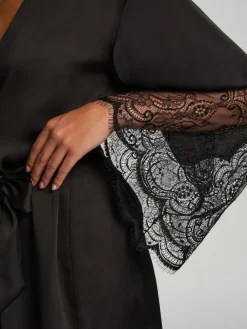 Clearance Hunkemoller Hunkemöller Satin Kimono Black Robe