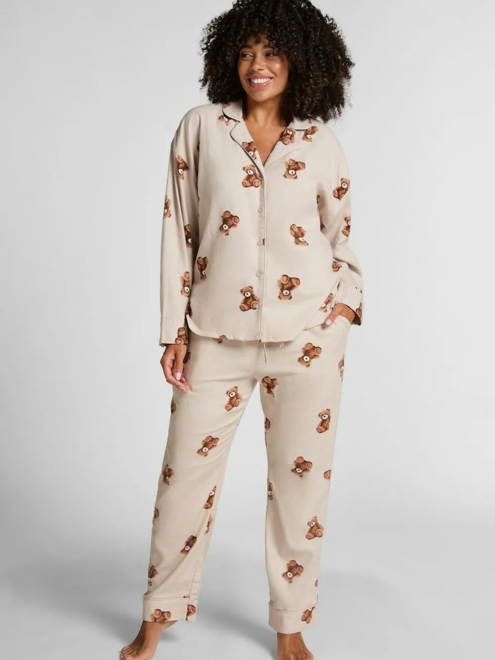 Hunkemoller Grey Flannel Straight Bear Joggers^Women Pyjamas