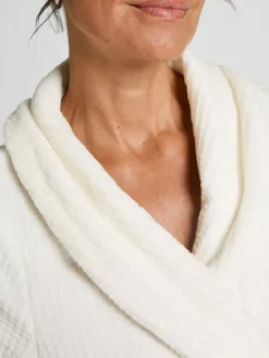 Hunkemoller Short Flannel Fleece Embossed Dot White Robe^Women Bathrobes