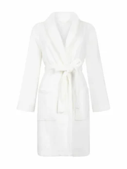Hunkemoller Short Flannel Fleece Embossed Dot White Robe^Women Bathrobes