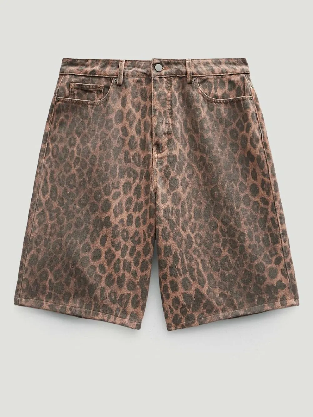 Sale Hush Animal Leopard Print Denim Bermuda Shorts