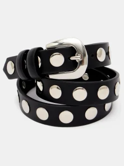 Online Hush Black Seren Studded Leather Belt