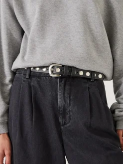 Online Hush Black Seren Studded Leather Belt