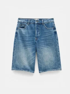 Hush Blue Boyfriend Long Denim 100% Cotton Shorts^Women Shorts