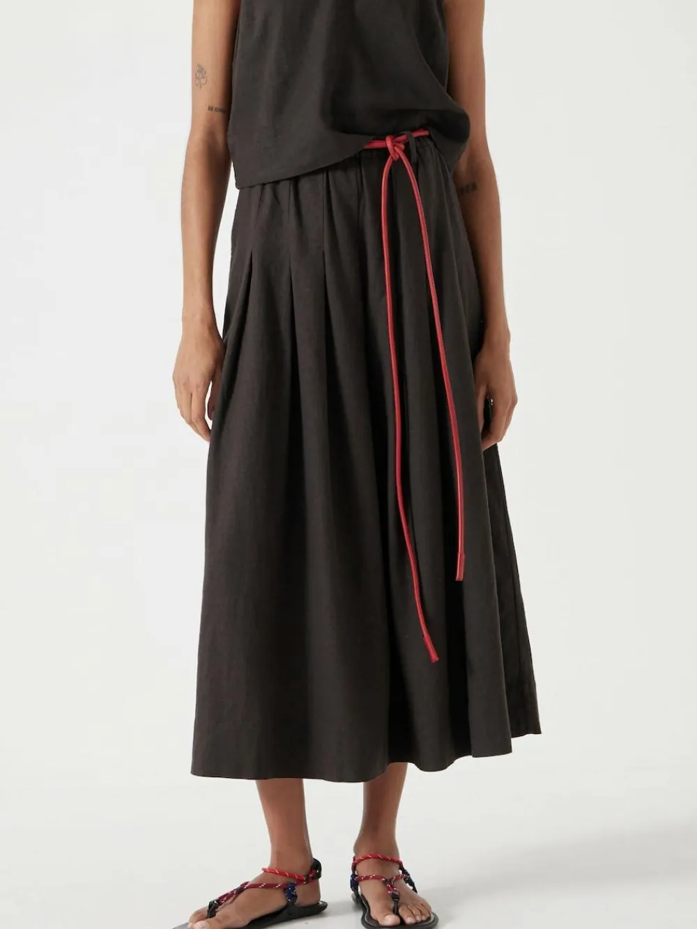 Hush Ivy Pleated Linen Blend Midi Skirt^Women Skirts