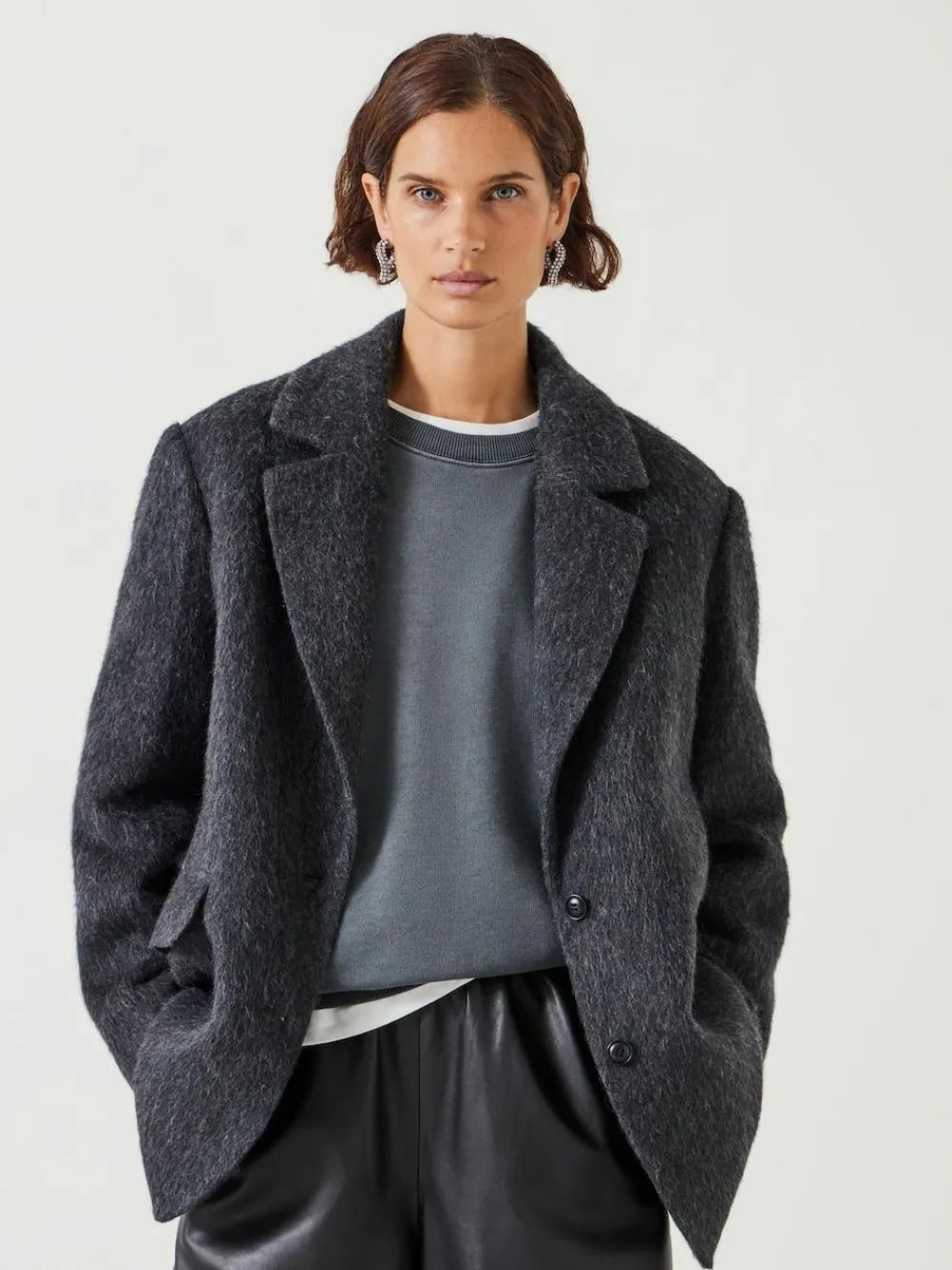 Sale Hush Jayde Italian Wool Blazer Grey Black