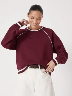 Hush Red Striped Rib Raglan Sweatshirt