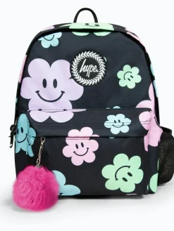 Sale Hype . Girls Iconic Happy Flower Black Backpack