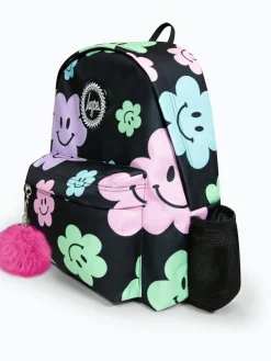 Sale Hype . Girls Iconic Happy Flower Black Backpack