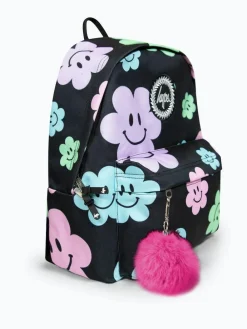 Sale Hype . Girls Iconic Happy Flower Black Backpack