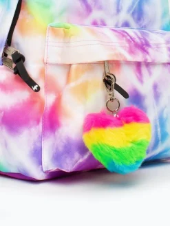 Best Hype . Girls Pink Rainbow Heart Tie Dye Iconic Backpack