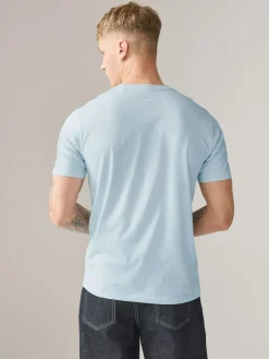 Next Ice Blue Slim Fit Essential Crew Neck Cotton T-Shirt