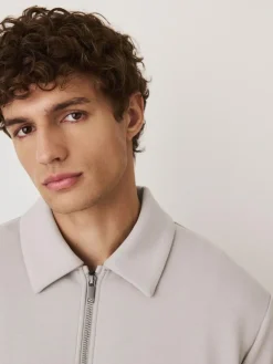 Best Next N. Premium Soft Touch Scuba Zip Through Shacket Ice Grey