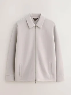 Best Next N. Premium Soft Touch Scuba Zip Through Shacket Ice Grey