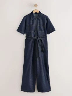 Next Indigo Blue Denim Jersey Jumpsuit^Women Jumpsuits & Playsuits