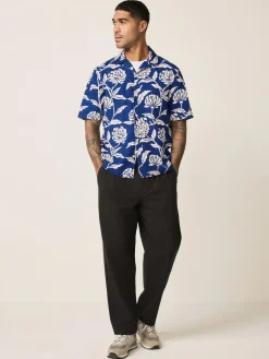 Outlet Next Floral Print Short Sleeve Shirt Indigo Blue