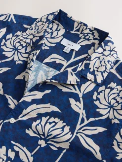 Outlet Next Floral Print Short Sleeve Shirt Indigo Blue