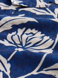 Outlet Next Floral Print Short Sleeve Shirt Indigo Blue