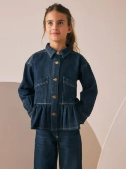 Hot Next Indigo Blue Peplum Hem Denim Jacket (3-16yrs)