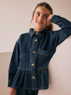Hot Next Indigo Blue Peplum Hem Denim Jacket (3-16yrs)