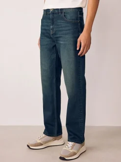 Hot Next Straight Fit Authentic Stretch Denim Jeans Indigo Blue