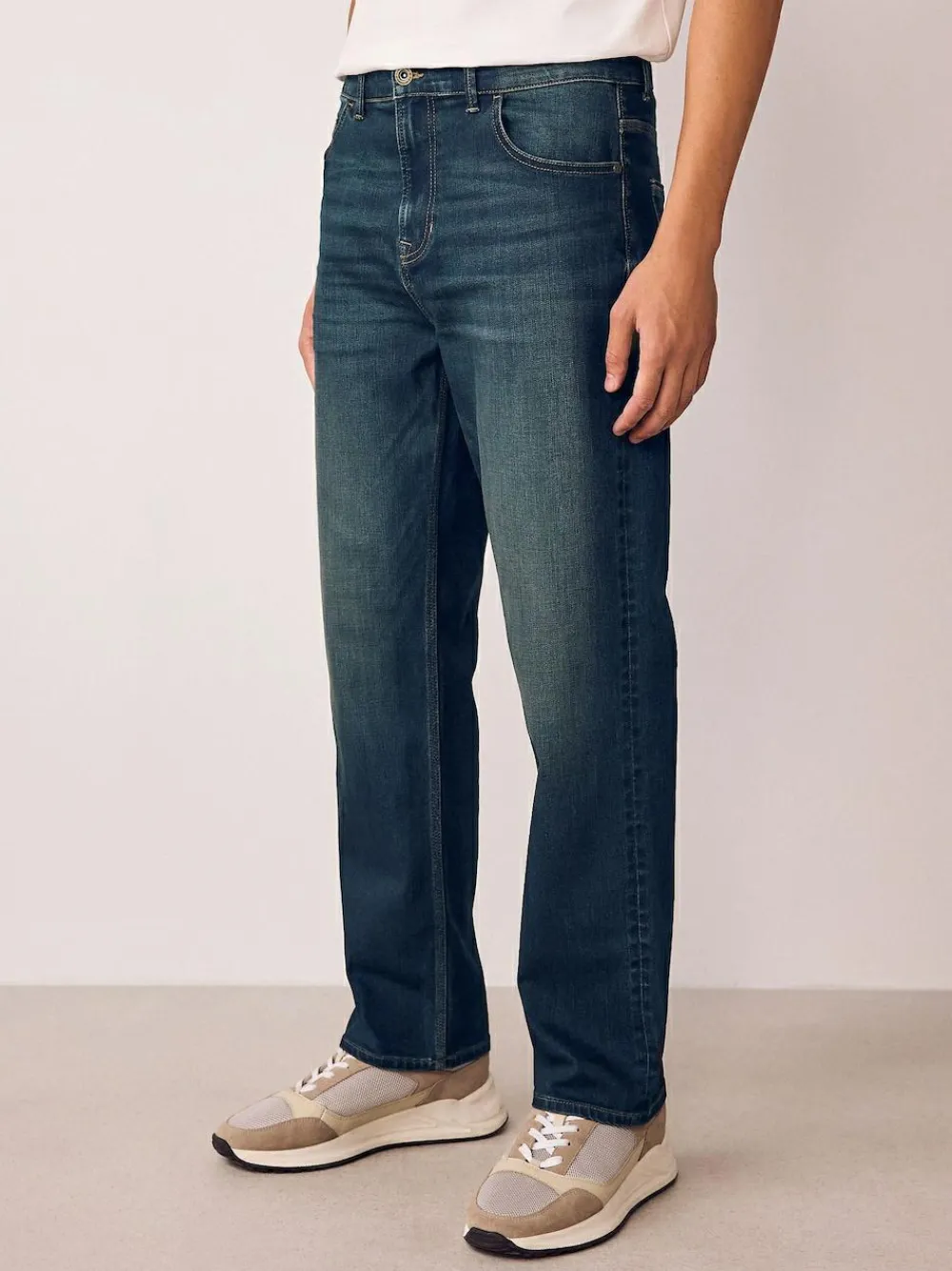 Hot Next Straight Fit Authentic Stretch Denim Jeans Indigo Blue