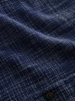 Next Indigo Blue Textured Crosshatch Short Sleeve Shirt