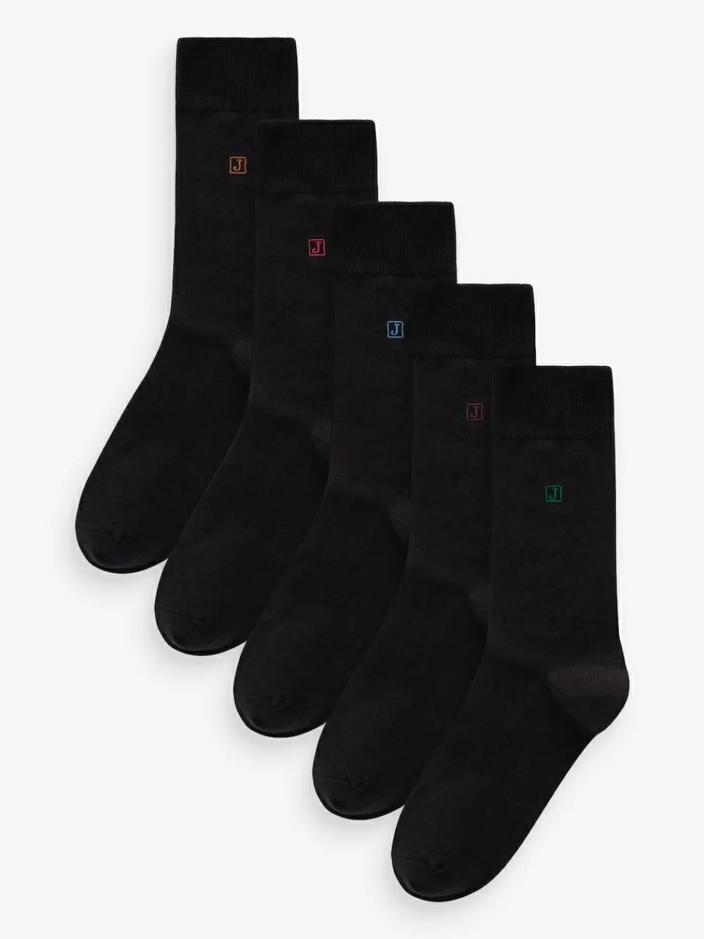 Next Inital Black Embroidered Lasting Fresh Socks 5 Pack^ Socks|Socks