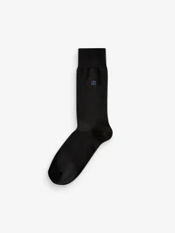 Discount Next Initials Black Embroidered Lasting Fresh Socks 10 Pack