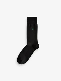 Discount Next Initials Black Embroidered Lasting Fresh Socks 10 Pack