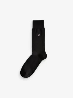 Discount Next Initials Black Embroidered Lasting Fresh Socks 10 Pack