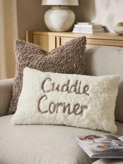 Next Ivory 50 x 30cm Cuddle Corner Slogan Faux Fur Cushion^ Cushions & Throws