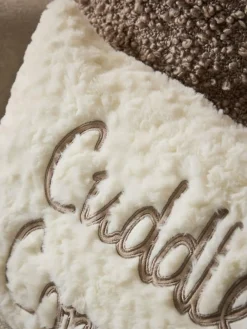 Next Ivory 50 x 30cm Cuddle Corner Slogan Faux Fur Cushion^ Cushions & Throws