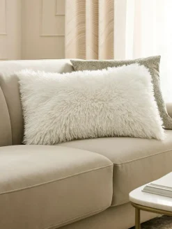 Next Ivory 40 x 59cm Mongolian Faux Fur Cushion^ Cushions & Throws