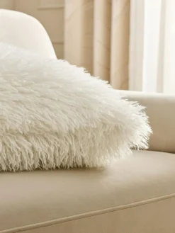 Next Ivory 40 x 59cm Mongolian Faux Fur Cushion^ Cushions & Throws