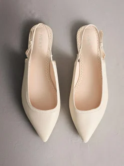 Outlet Next Ivory Forever Comfort® Point Toe Bow Back Slingback Flats