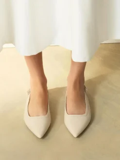 Outlet Next Ivory Forever Comfort® Point Toe Bow Back Slingback Flats