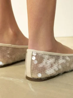 New Next Forever Comfort® Round Toe Sequin Ballerina Flats Ivory