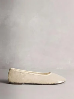 New Next Forever Comfort® Round Toe Sequin Ballerina Flats Ivory