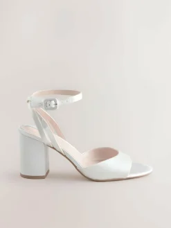 Online Next Forever Comfort® Wedding Round Toe Block Heel Bridal Sandals Ivory