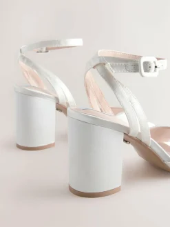 Online Next Forever Comfort® Wedding Round Toe Block Heel Bridal Sandals Ivory
