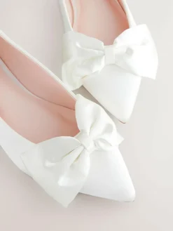 Outlet Next Ivory Forever Comfort® Wedding Point Toe Bow Bridal Ballet Shoes