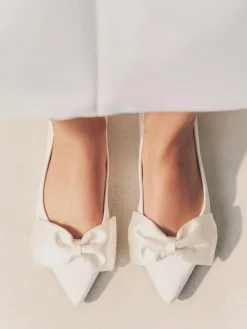 Outlet Next Ivory Forever Comfort® Wedding Point Toe Bow Bridal Ballet Shoes