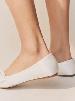 Outlet Next Ivory Forever Comfort® Wedding Point Toe Bow Bridal Ballet Shoes