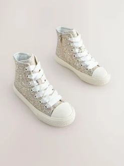 Next Ivory Glitter High Top Trainers^ Sneakers