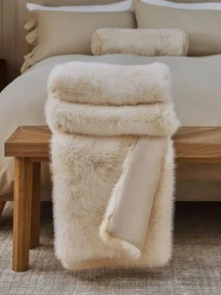 Discount Next Loulou Faux Fur Throw Ivory