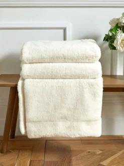 Outlet Next Soft To Touch Plush Faux Fur Throw Ivory