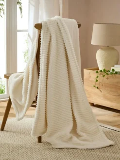 Next Stripe Texture Fleece Throw^ Cushions & Throws